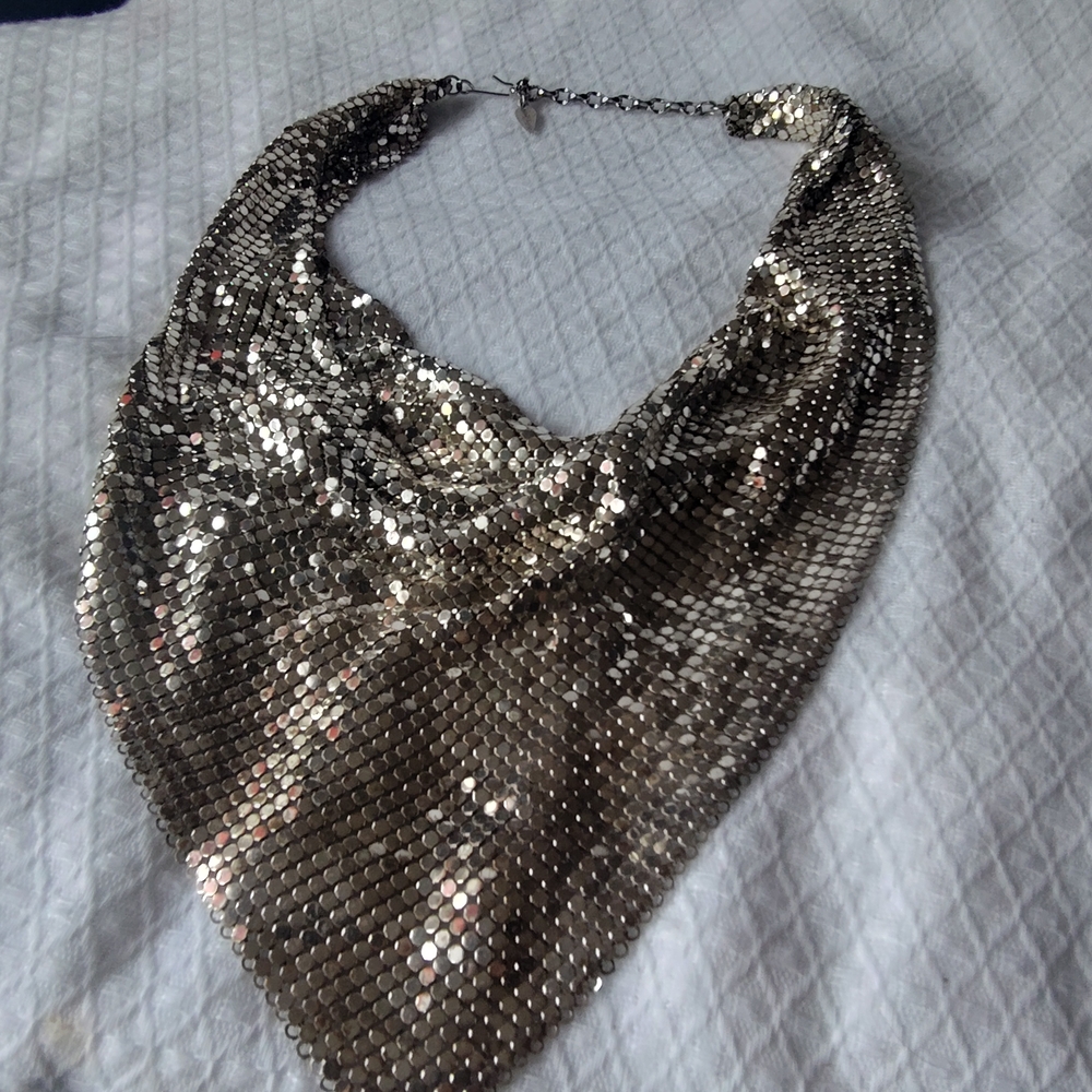 Silver Tone Whiting & Davis Mesh Statement Neckla… - image 3